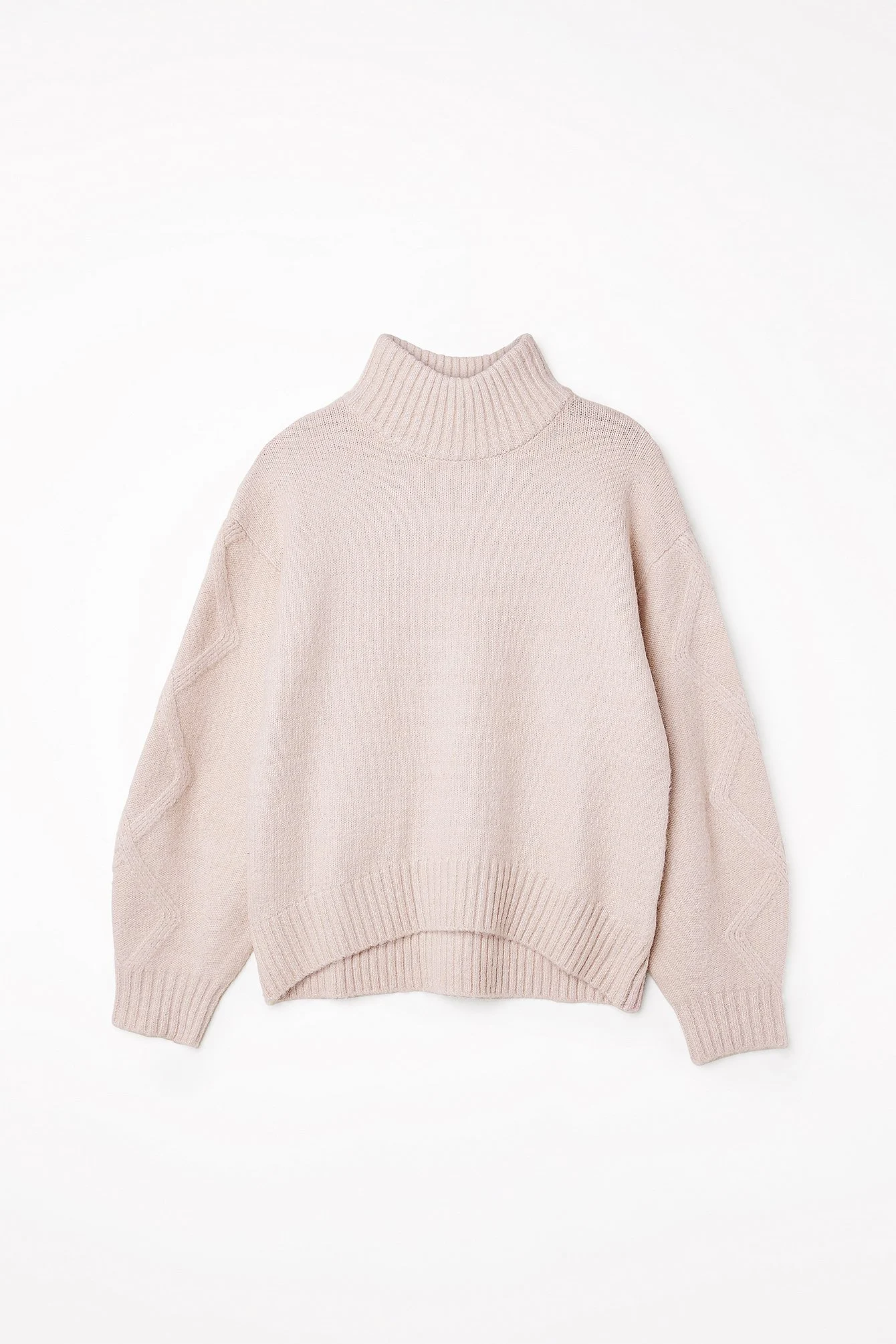 Strickpullover mit Zopfmuster und Rollkragen