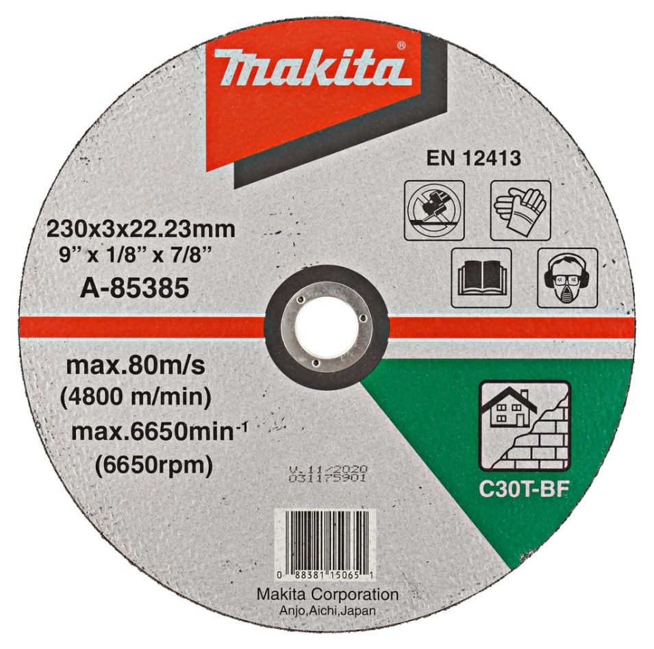 Makita Zubehör A-85385 Trennscheibe aus Stein 230 x 22,2 mm, 1 Stück