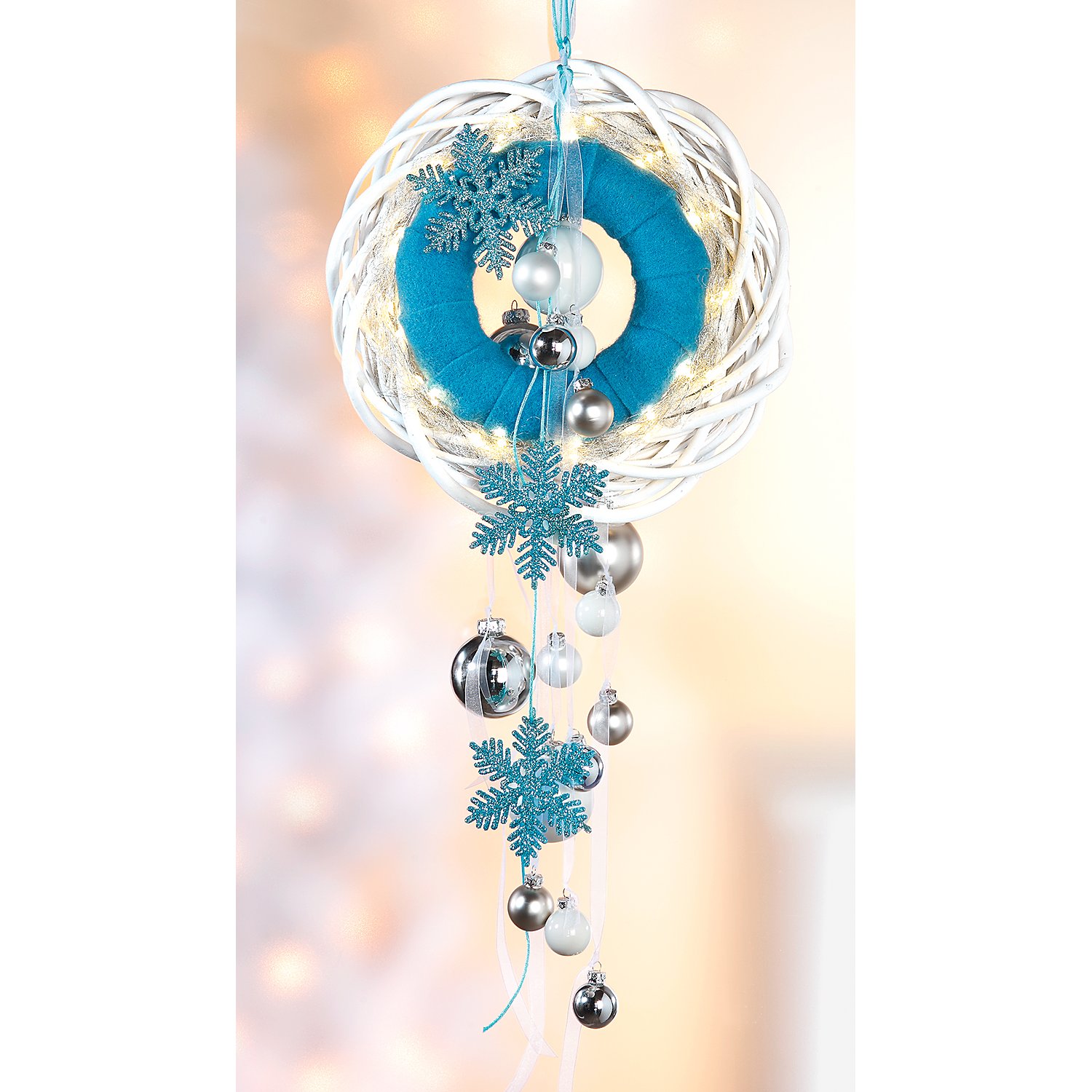 Weihnachtskugeln aus Glas, weiß, silber, 6 cm Ø, 12 Stück