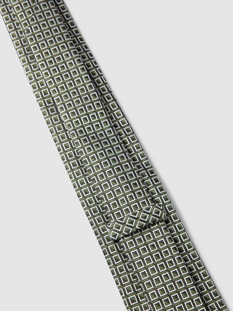 Seidenkrawatte mit Hahnentrittmuster Modell 'Tie' (7,5 cm) in schilf