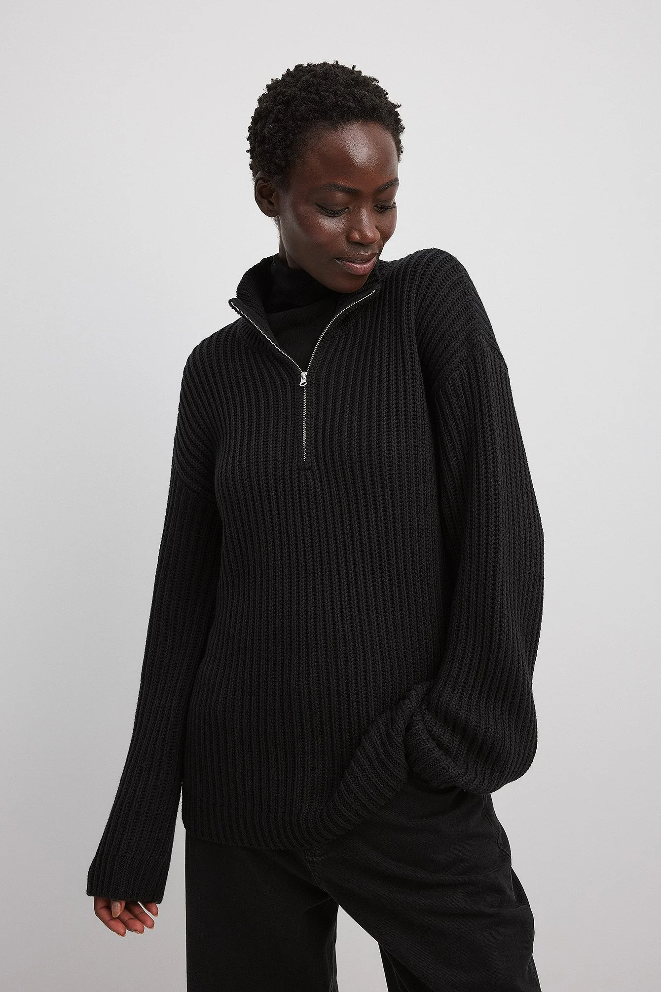 Reißverschluss vorne Strickpullover