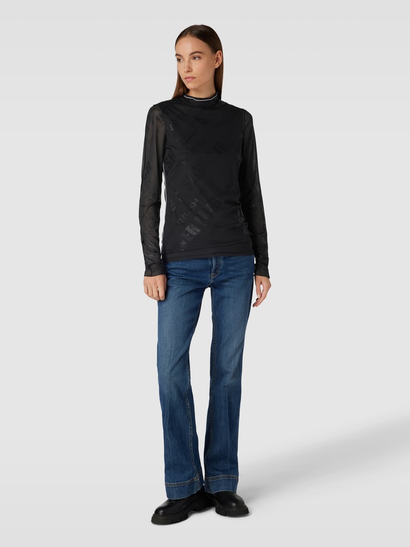 Longsleeve mit Allover-Muster in schwarz