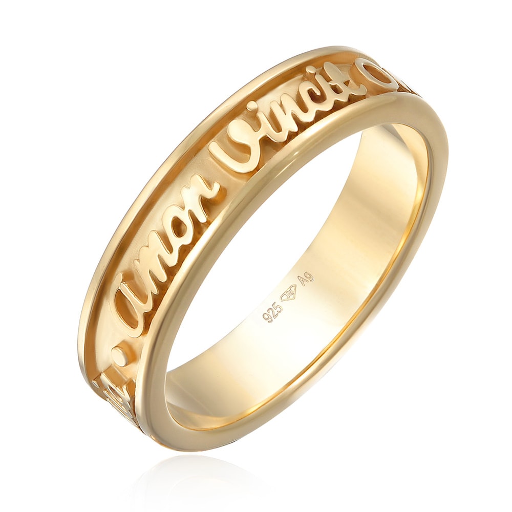 Elli Elli Bague Femmes Bande Mots Amor Vincit Omnia Elegant en argent sterling 925 Bague