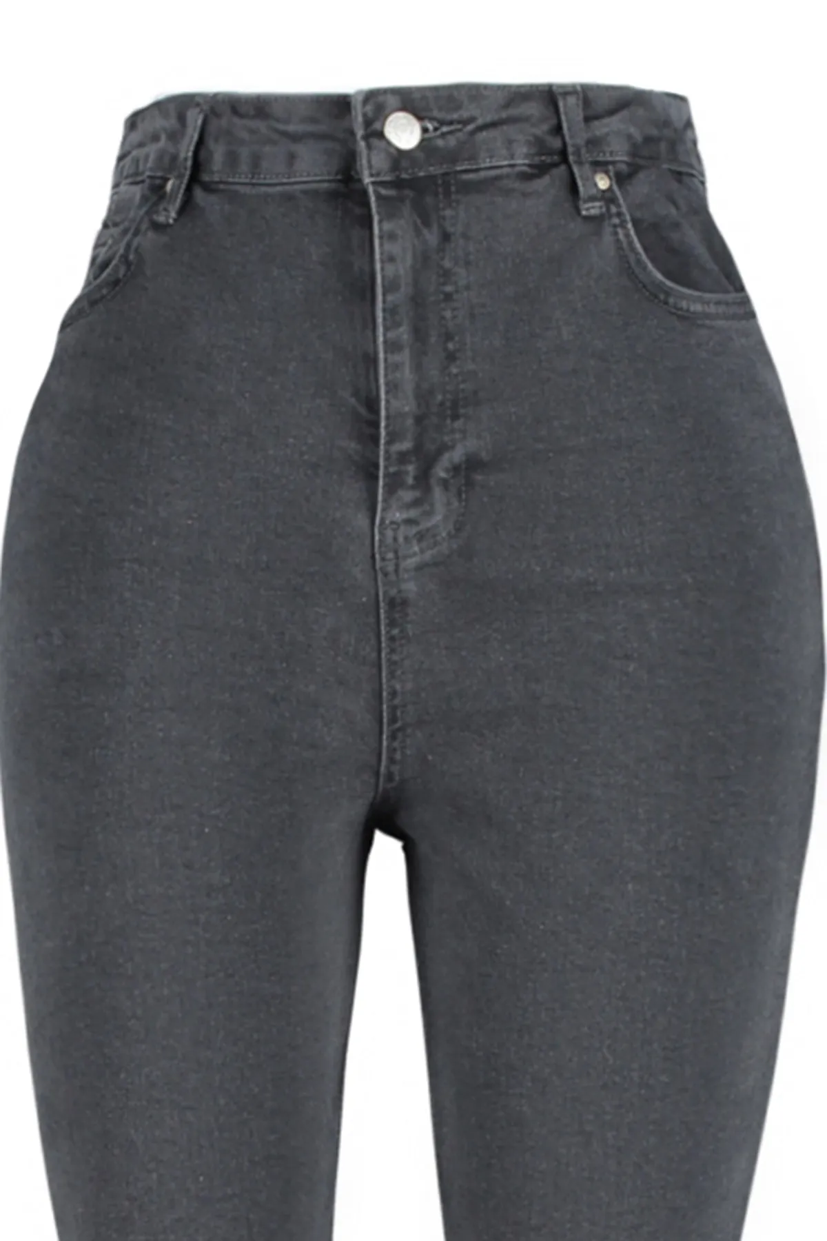 Trendyol Curve  Graue Röhrenjeans mit hoher Taille TBBSS22JE0075