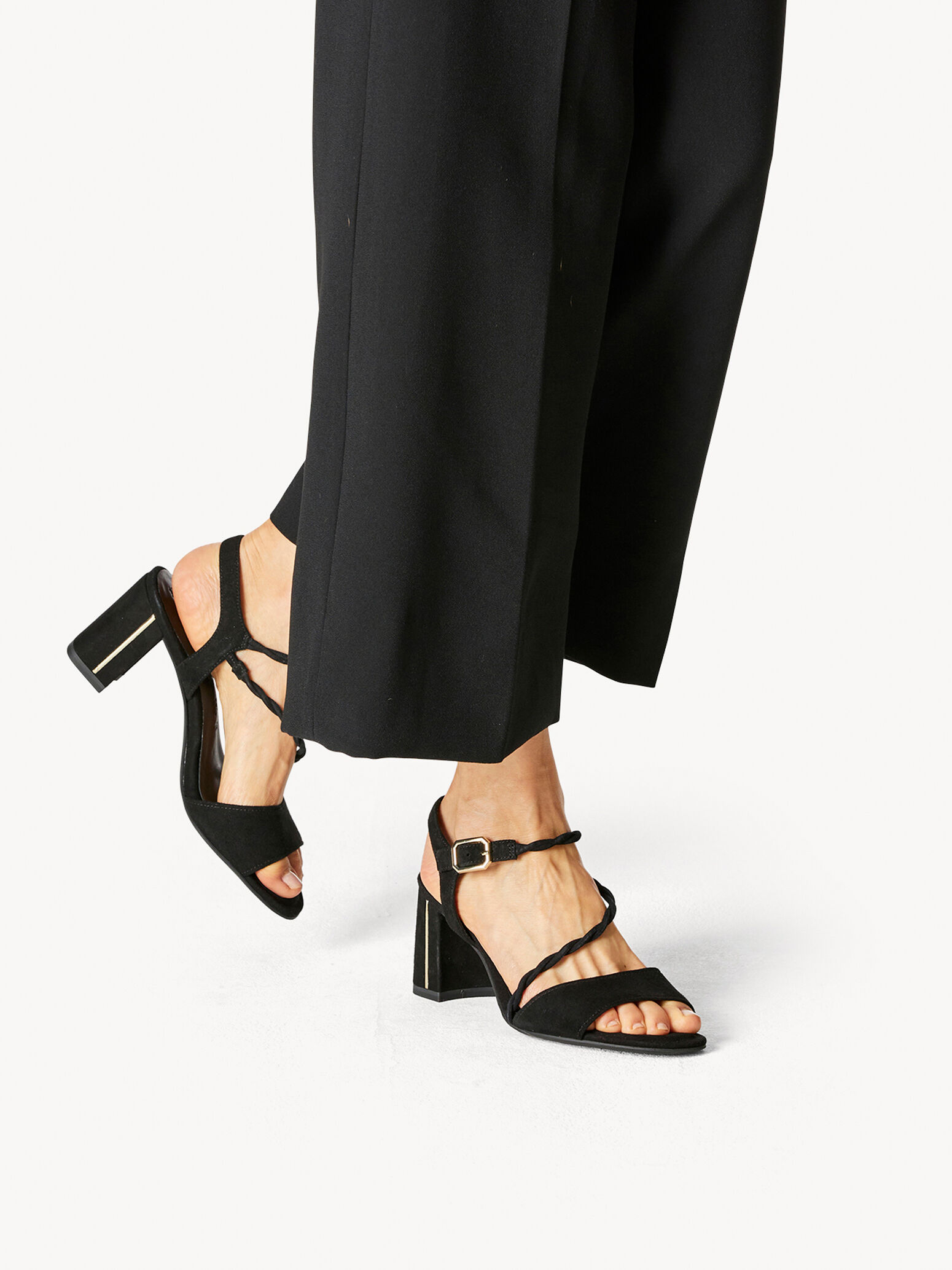 Sandale à talon en cuir - noir