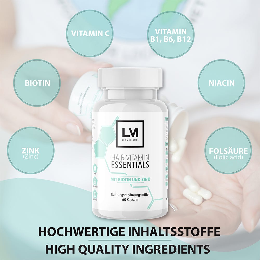 Leon Miguel Hair Vitamin Essentials mit Biotin + Zink 60 Stück