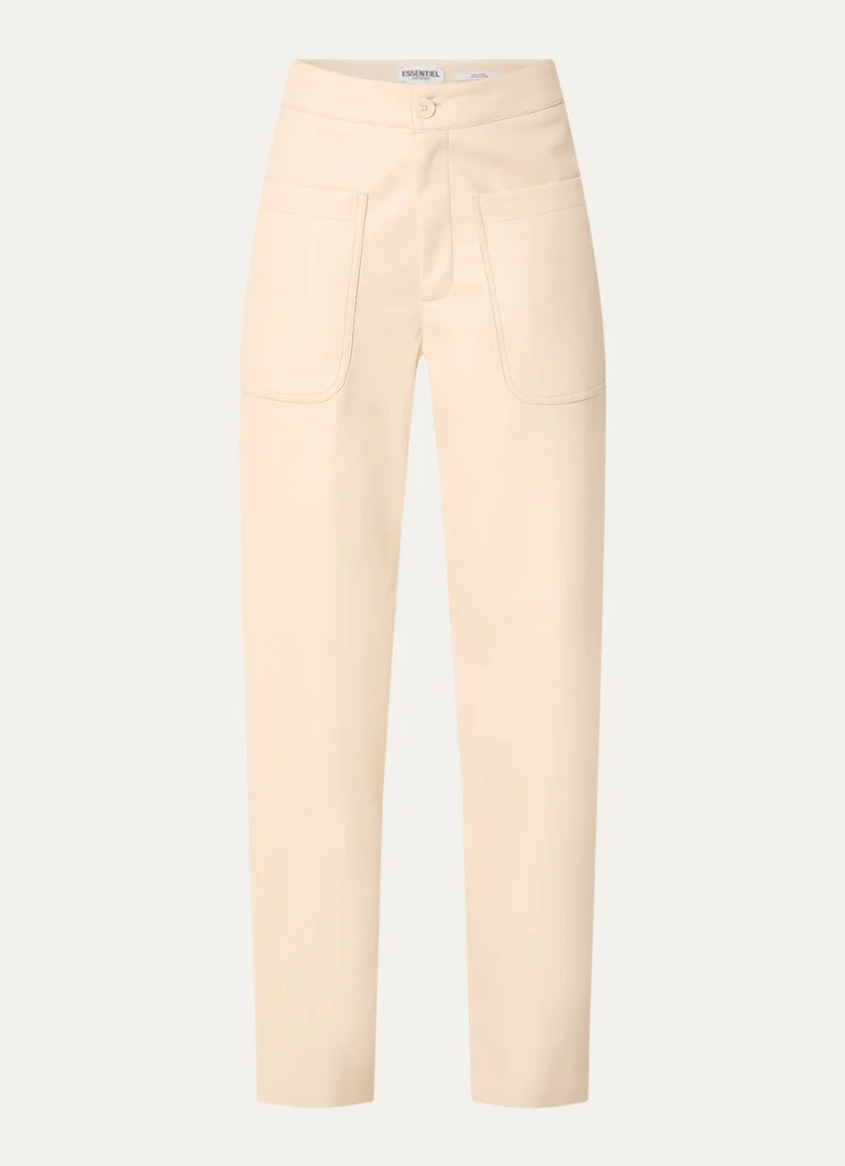 Pantaloni Antwerp Grate din piele ecologică, cu talie înaltă, drepți pe picioare și buzunare aplicate.