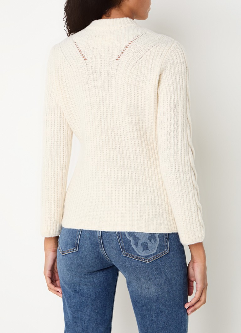 Zadig&Voltaire storo mezgimo merino vilnos megztinis su ažūrine detale.