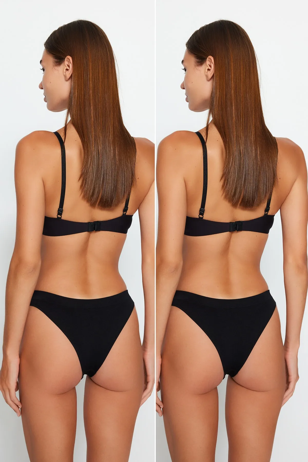 Trendyol Collection  Schwarze 2er-Pack nahtlose/nahtlose brasilianische Strickhöschen THMAW24KU00003