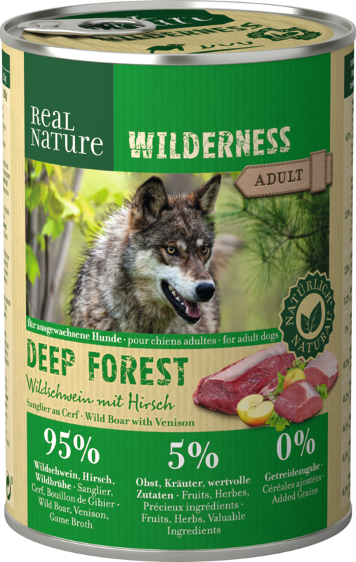 REAL NATURE Hundenassfutter REAL NATURE WILDERNESS Adult Deep Forest Wildschwein mit Hirsch 12x400 g