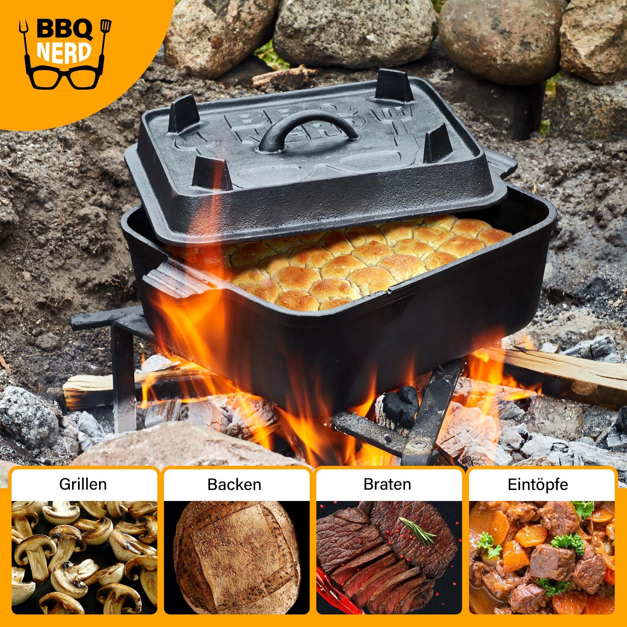 BBQ Nerd Brotbackform, Dutch Oven Brottopf - Kastenform mit Deckel , Brotbackform