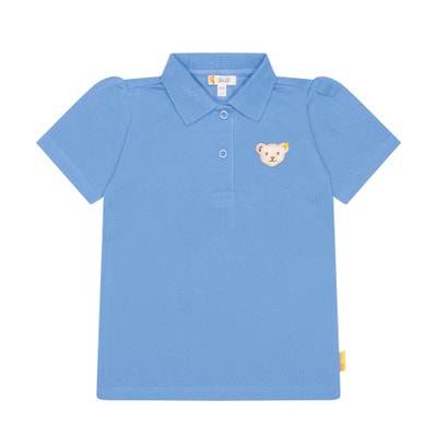 Poloshirt kurzarm, mittelblau für Mädchen