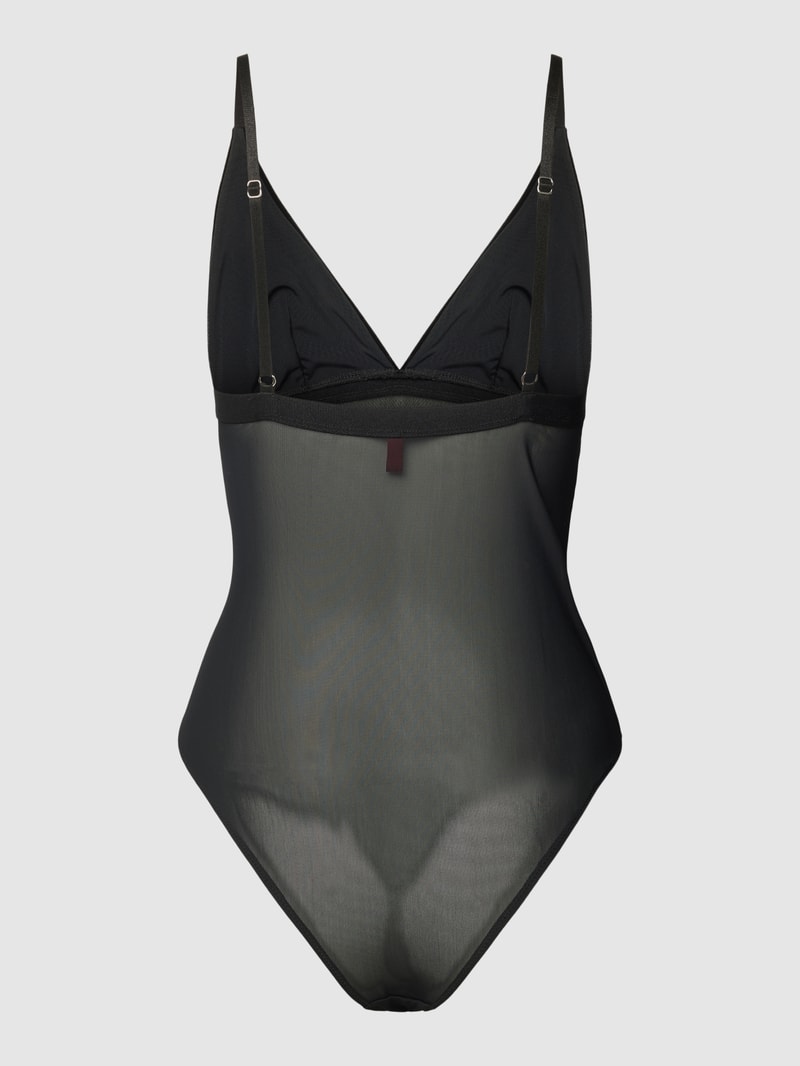 Body mit semitransparenten Details Modell 'Velvet' in schwarz