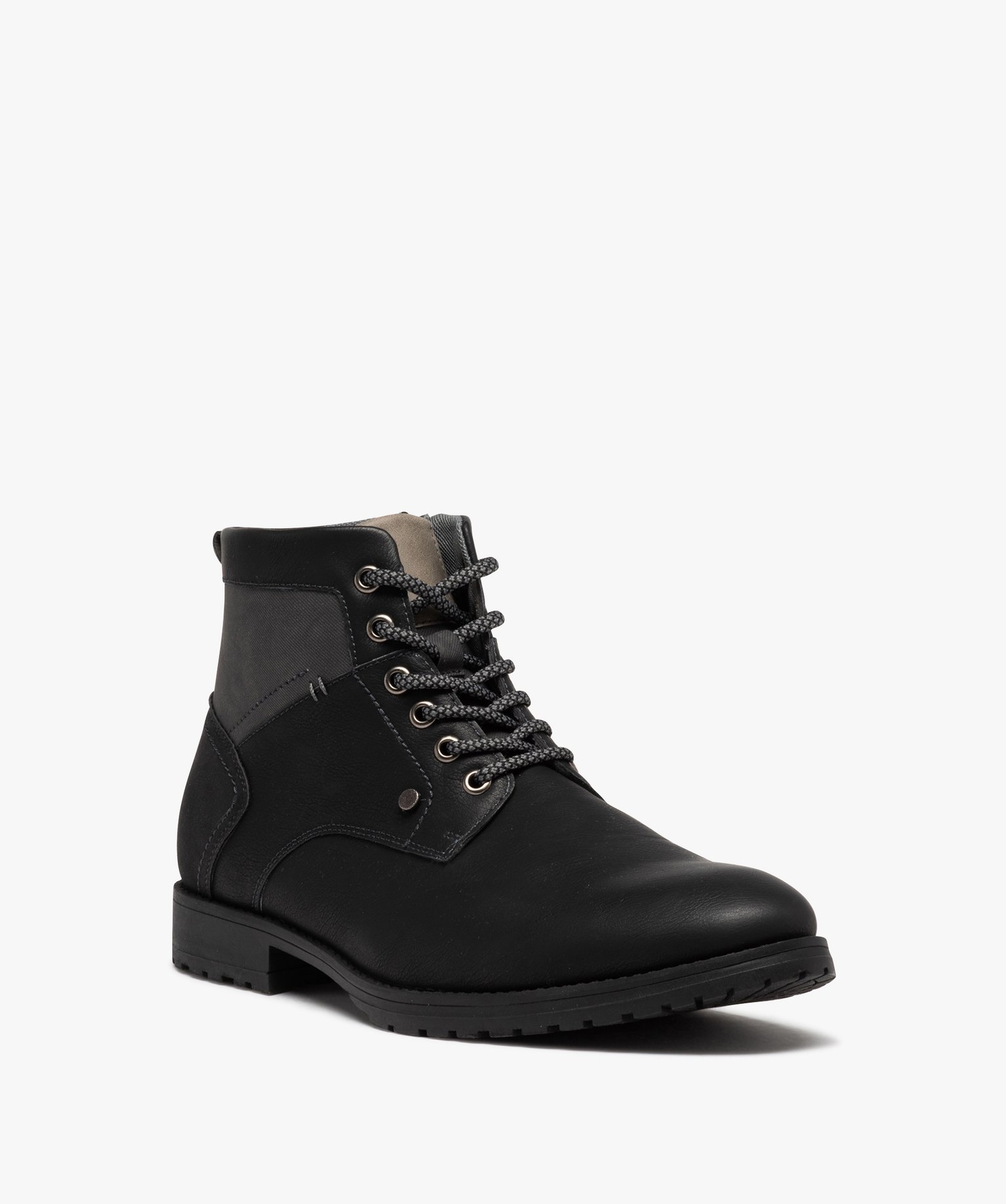 Boots homme casual à zip et à lacets bicolores noir | GEMO