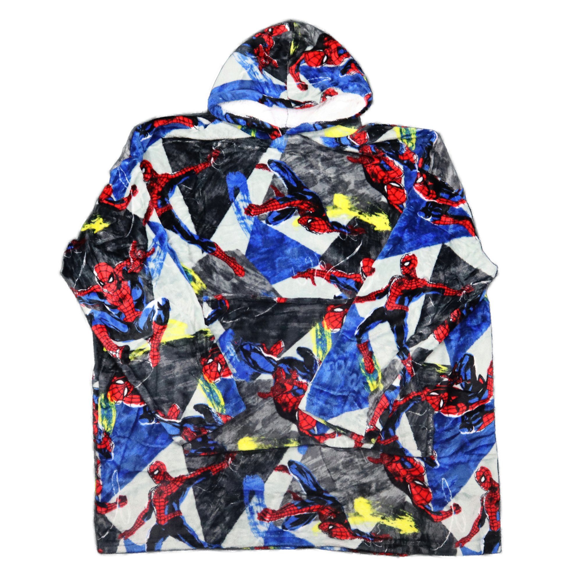 MARVEL Sweatponcho Marvel Spiderman Herren Kuschelponcho Kuscheldecke mit Ärmeln Kapuze Tasche