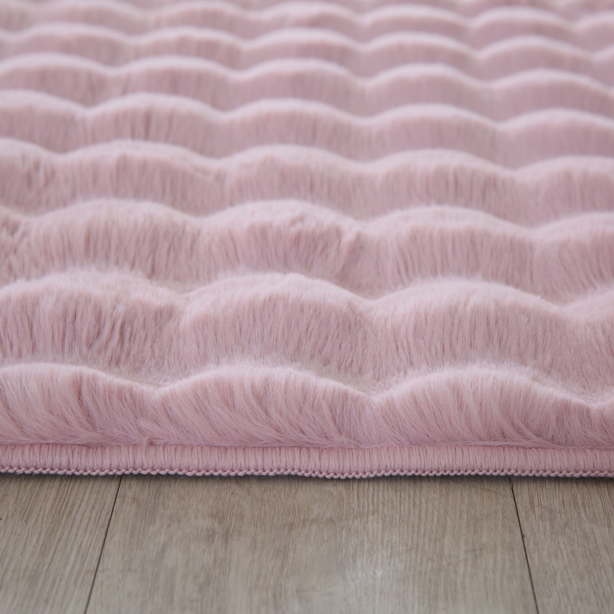 Fellteppich Unicolor - Einfarbig, Carpetsale24, Läufer, Höhe: 25 mm, Teppich Wohnzimmer Soft Einfarbig 3D Optik flauschig Plüsch Teppich