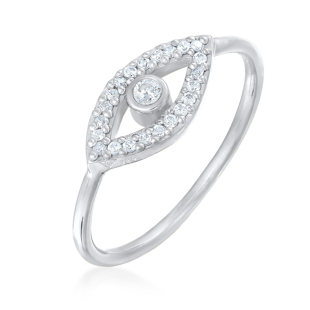 Elli Elli Bague Femmes symbole Evil Eye étincelant avec cristaux de zirconium en argen Bague