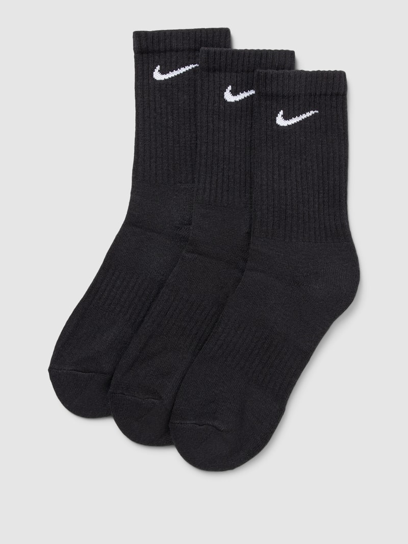 Socken mit Label-Stitching im 3er-Pack in schwarz