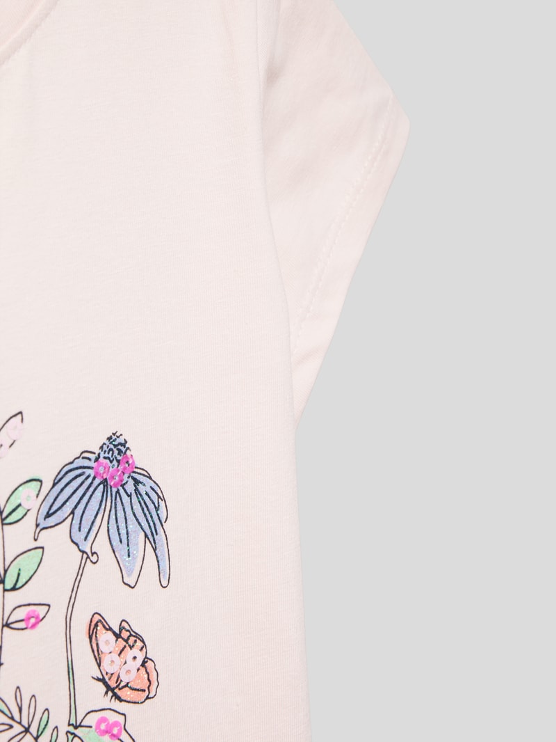 T-Shirt mit floralem Print in rosé