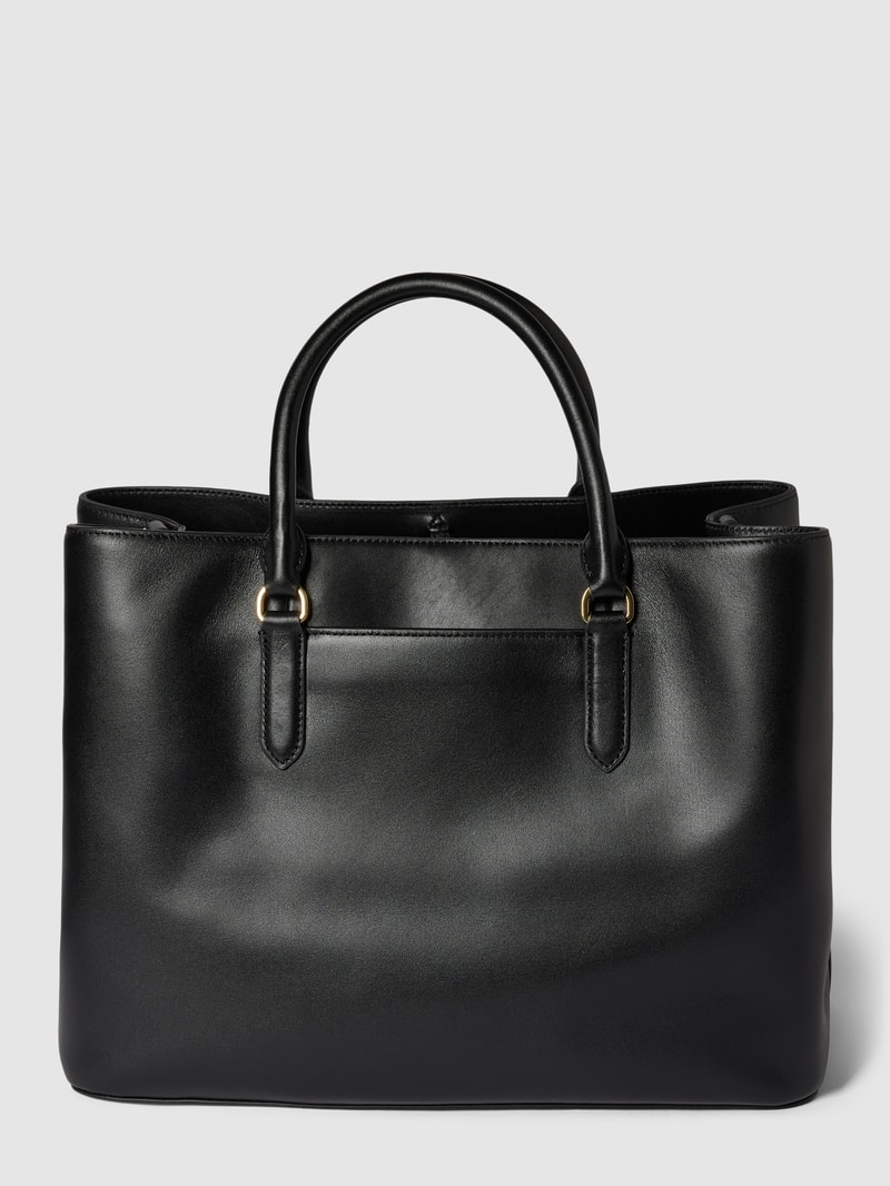 Satchel aus Leder mit Label-Applikation Modell 'MARCY' in schwarz