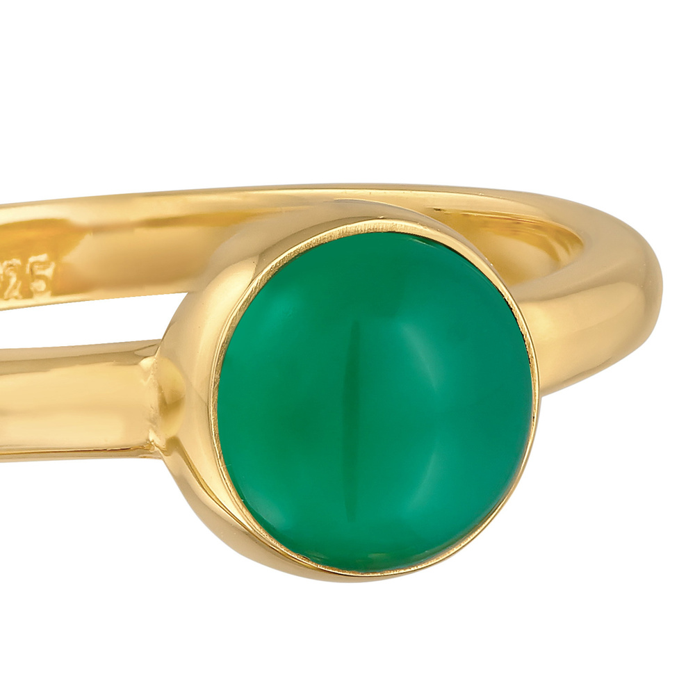 Elli PREMIUM Elli PREMIUM Bague Femmes Solitaire Basique Vert avec pierre précieuse Agate en A Bague