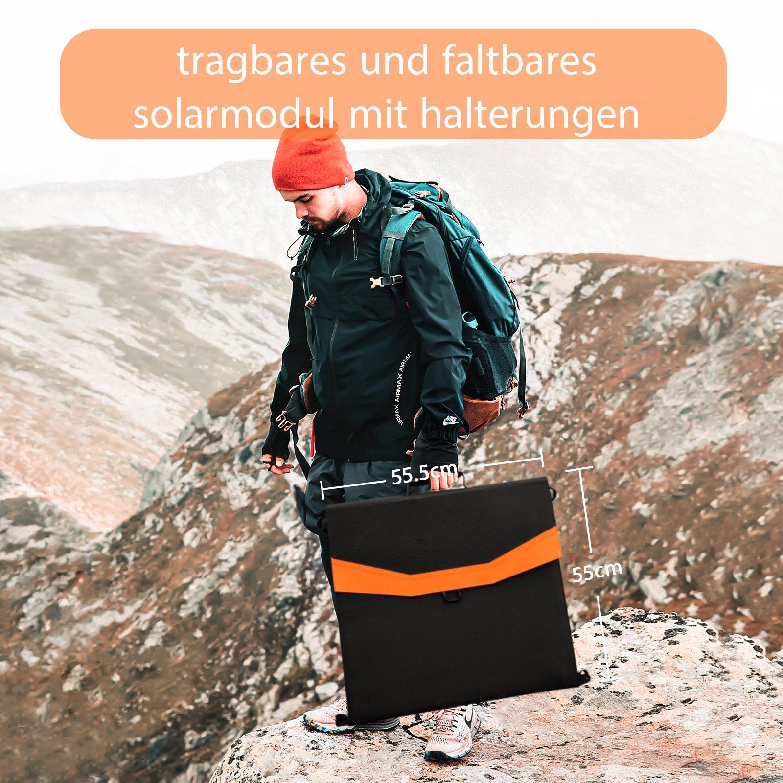 Fine Life Pro Stromerzeuger 200W faltbares Solarpanel mit 3 Anschlüssen - USB Typ C, 200,00 in kW, (2-tlg), USB 2.0, USB 3.0 - für Outdoor Camping und Wohnmobil