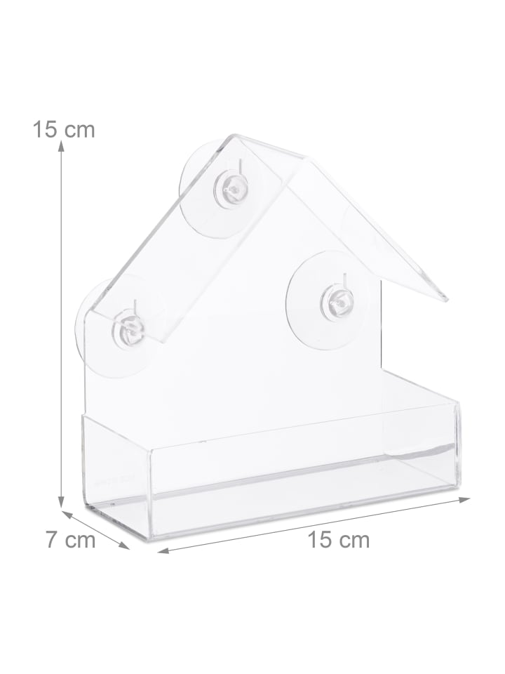 relaxdays 2 x Fenster-Vogelfutterhaus in Transparent günstig kaufen onesize