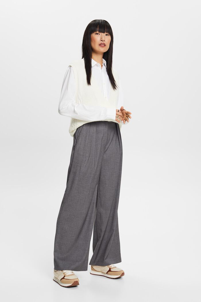 Plisseehose mit weitem Bein und hohem Bund
