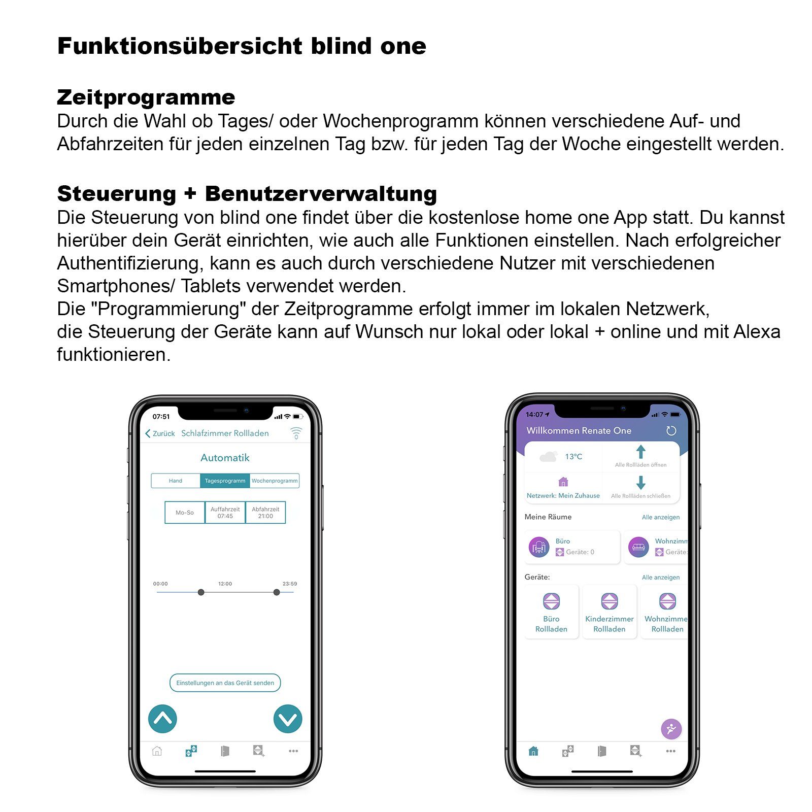 Nobily Zeitschaltuhr WLAN Rollladen Zeitschaltuhr Blind One (Smarthome), digital, mit Alexa oder Google Assistant kompatibel