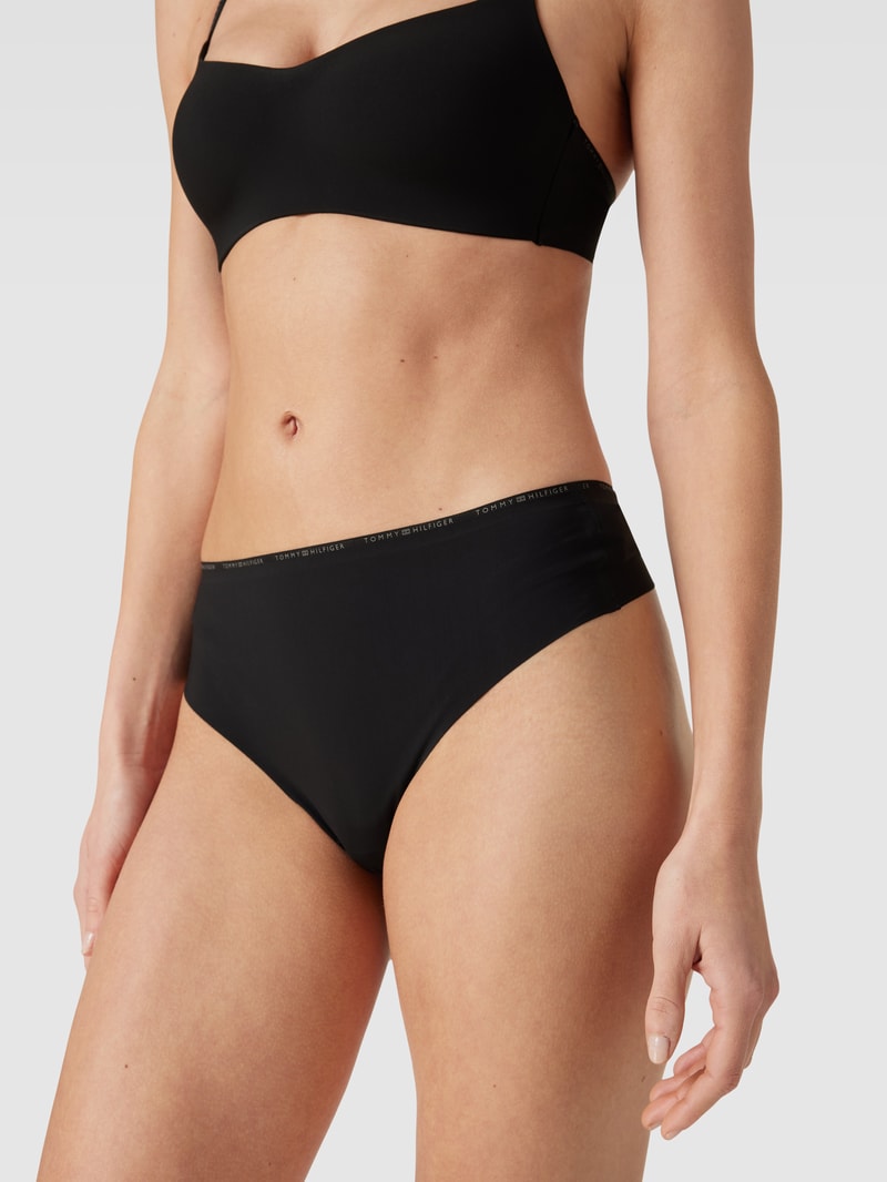 String mit elastischem Logo-Bund in schwarz
