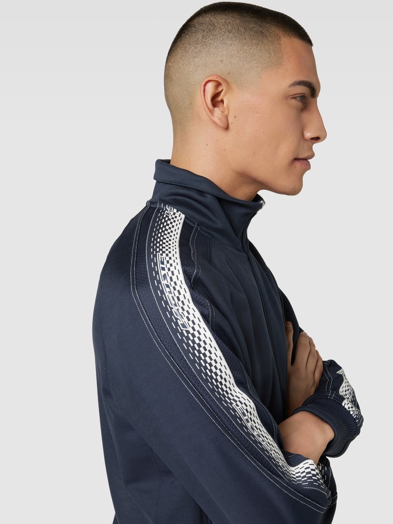 Sweatjacke mit Label-Patch Modell 'PIQUE' in dunkelblau