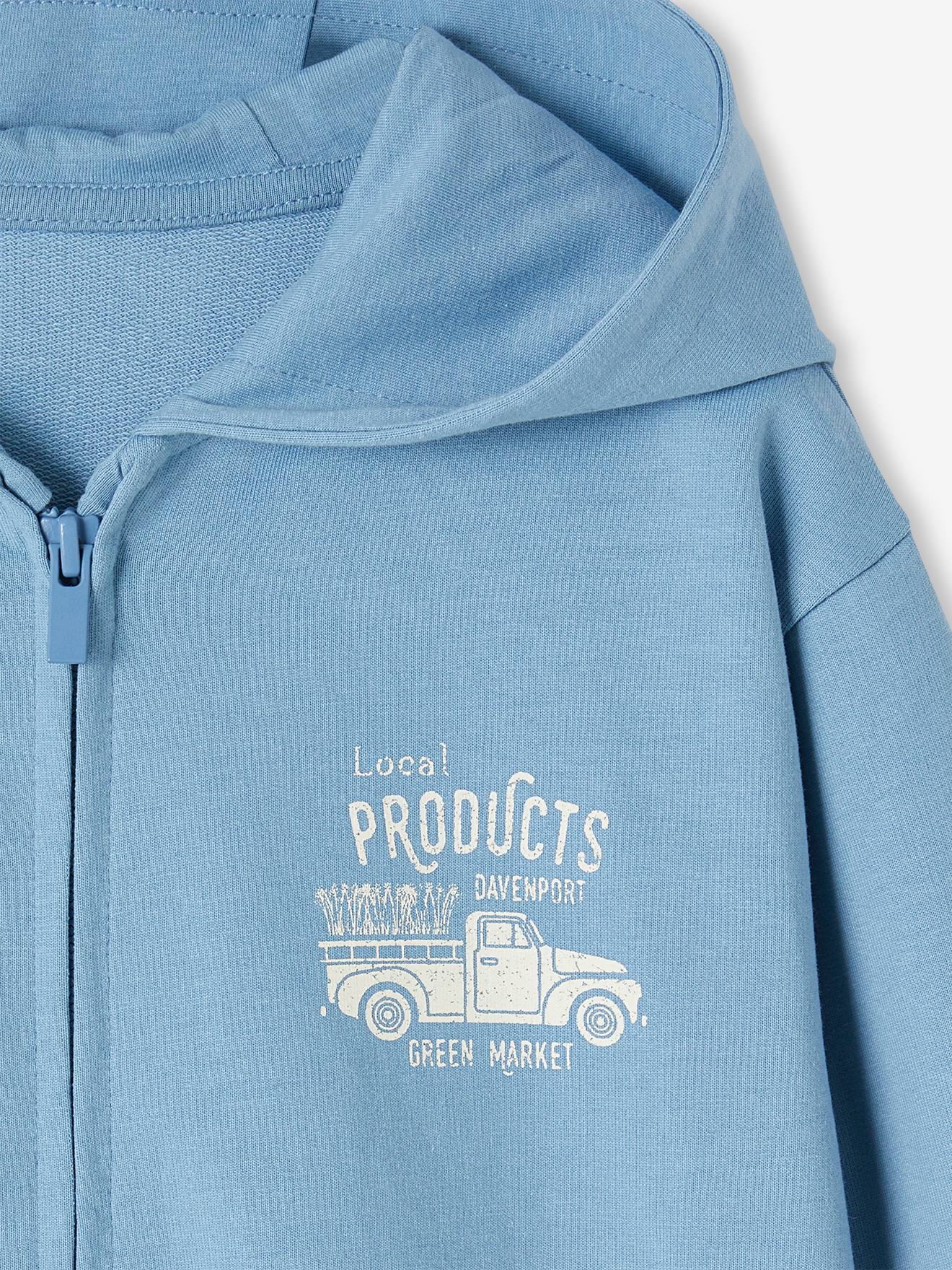 Vertbaudet Jungen Kapuzensweatjacke mit Recycling-Polyester - azurblau