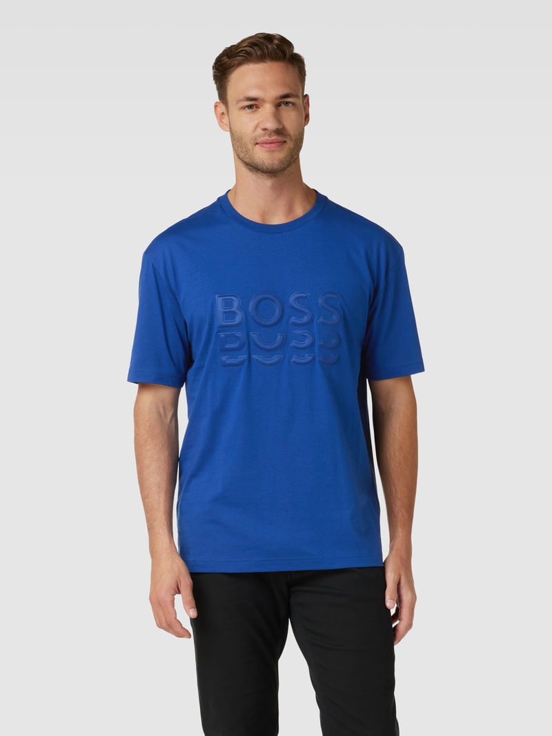 T-Shirt mit Label-Details in royalblau