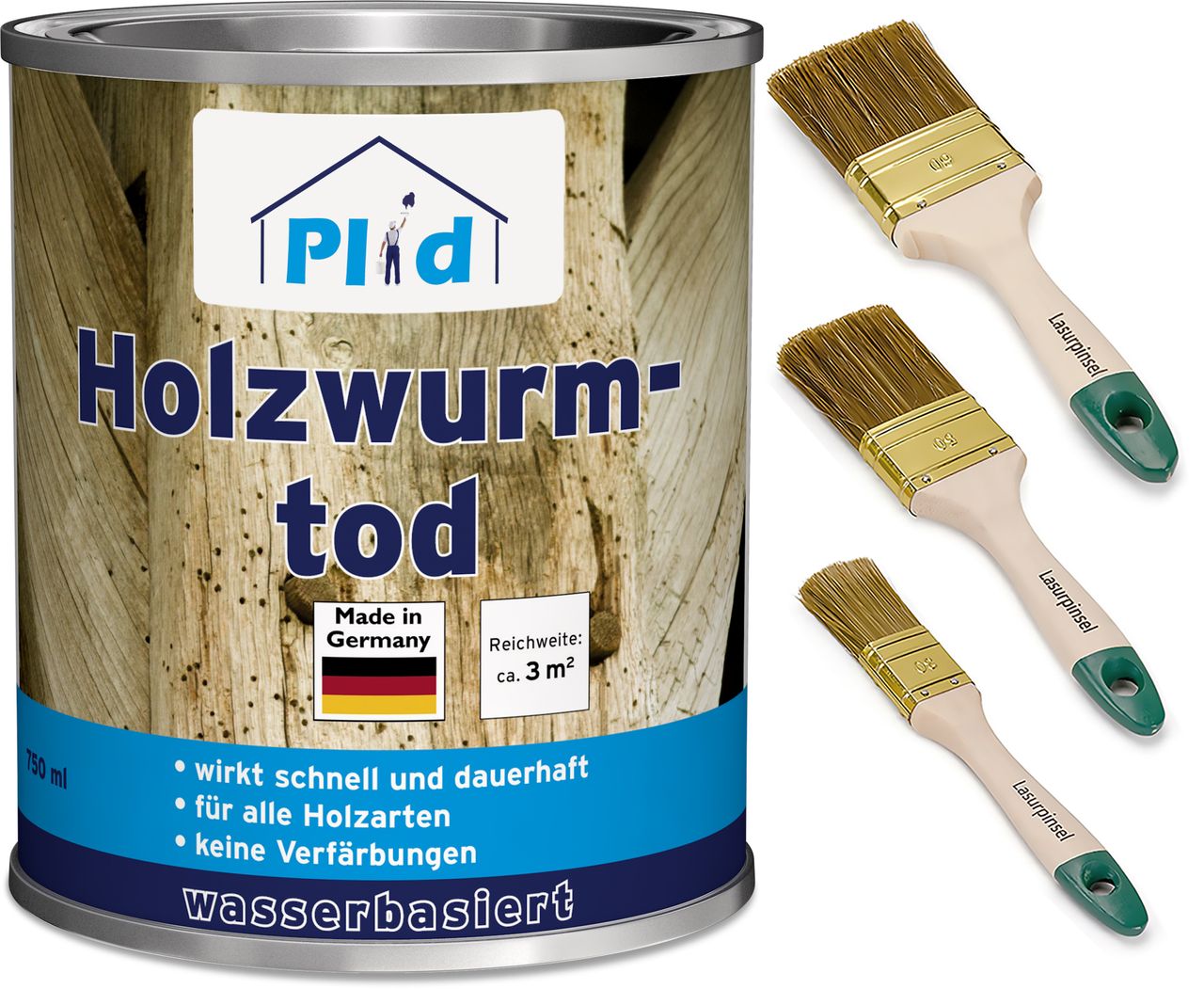 Plid Premium Holzwurmtod Holzwurm-Ex Holzschutz Holzwurm Pinsel Farblos