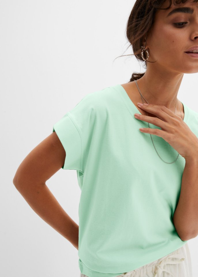 Baumwollshirt mit überschnittener Schulter, 2er Pack