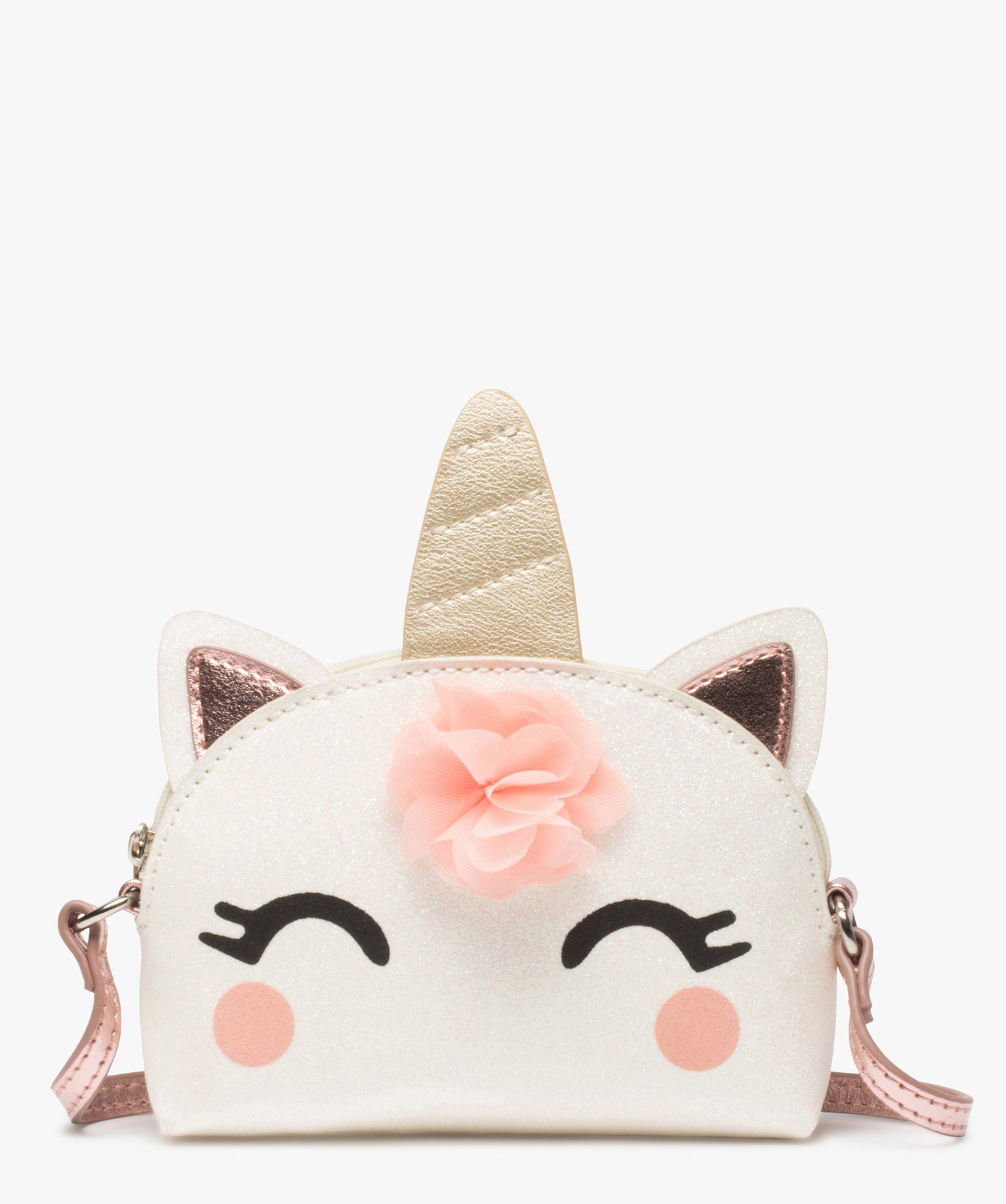 Sac à main fille pailleté motif licorne en relief blanc | GEMO