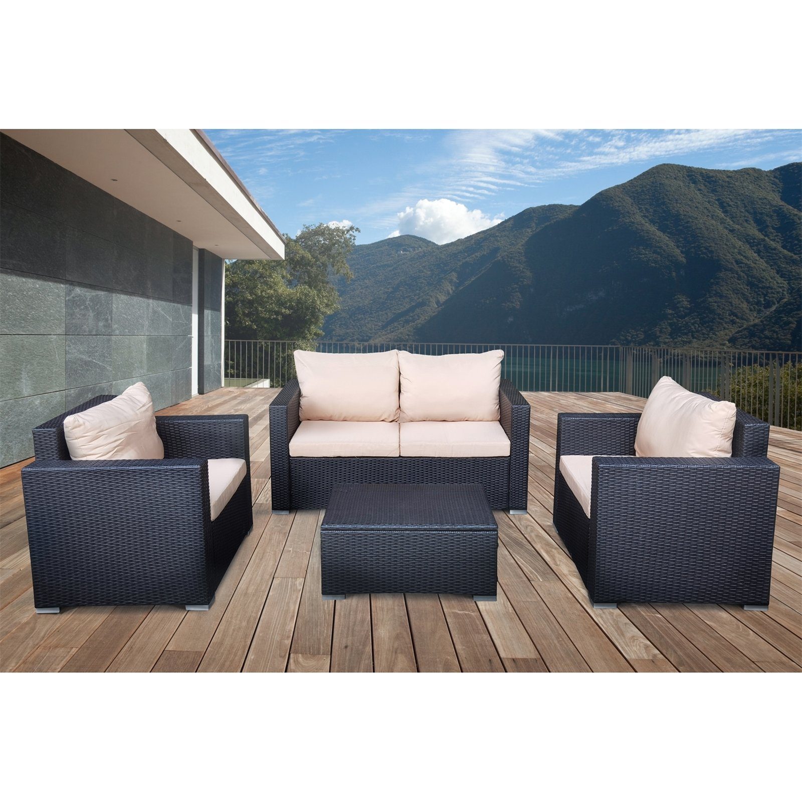HTI-Living Gartenlounge-Set Terrassenmöbel Caletta, (Set, 4-tlg), Loungemöbel Polyrattan