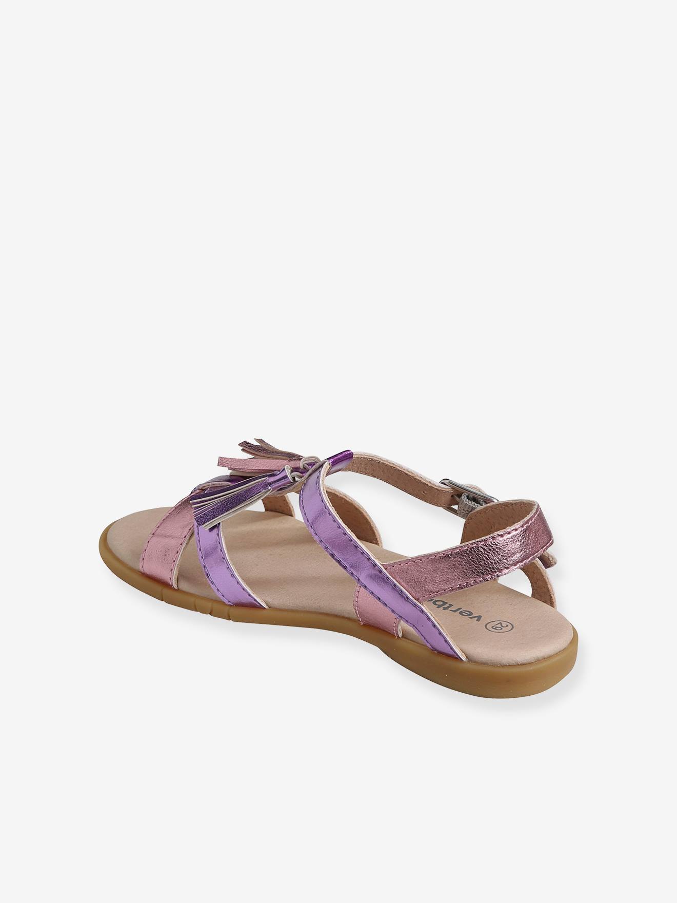 Sandales fantaisie pompons fille violet