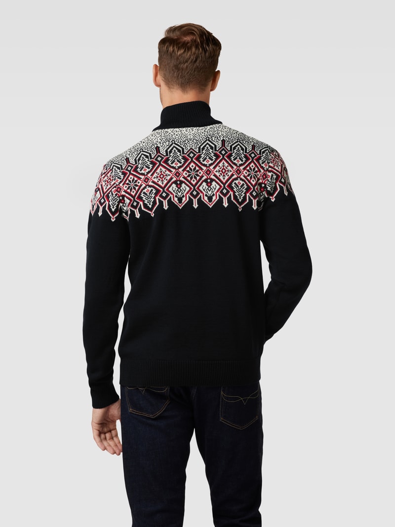 Strickpullover mit Allover-Muster Modell 'Winterland' in marineblau