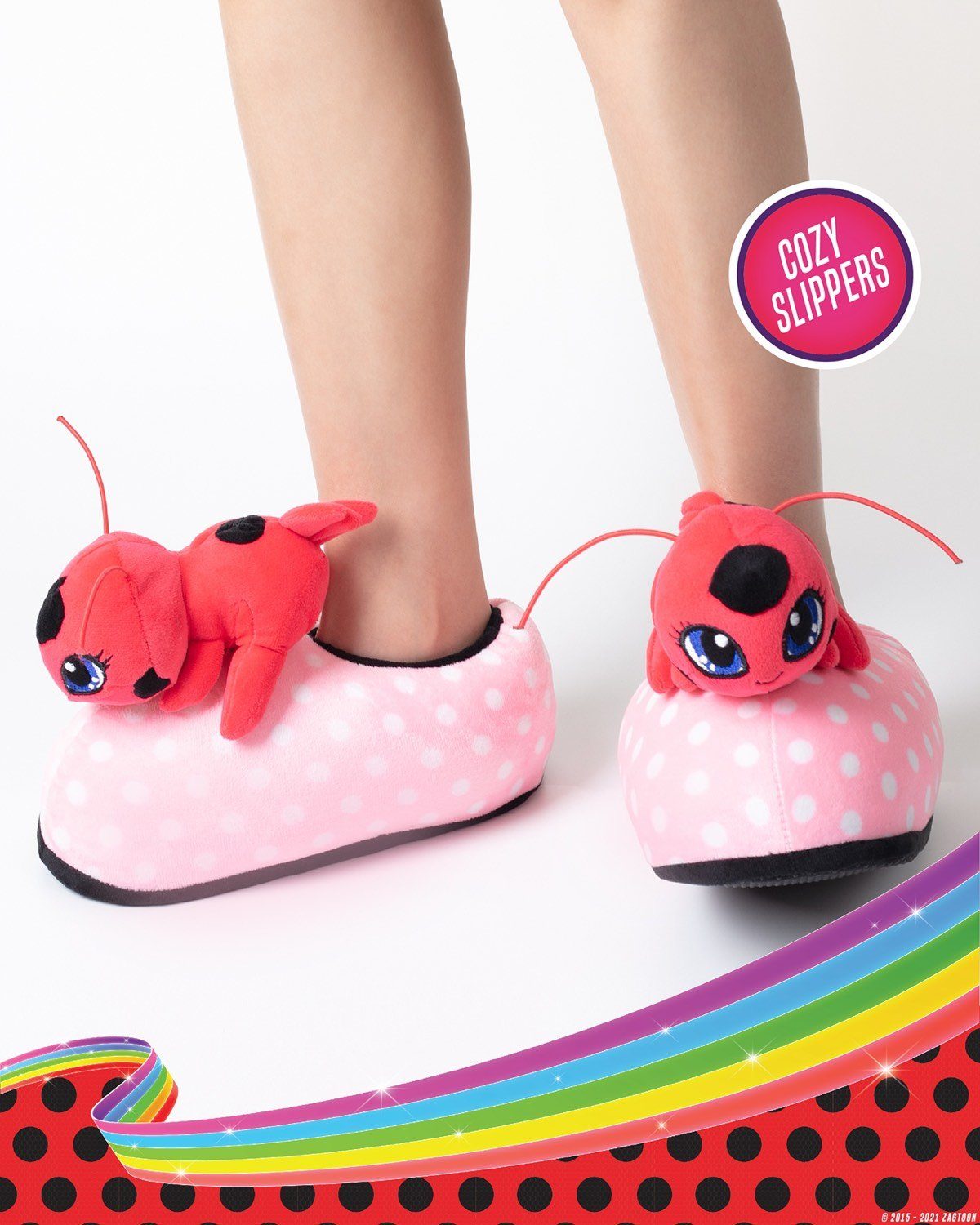 Corimori Miraculous Ladybug Plüsch-Hausschuhe Kwami 