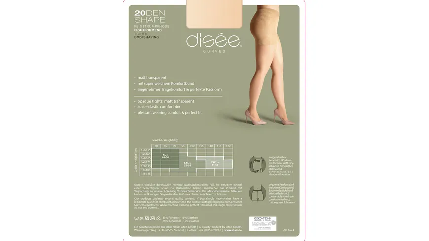 disée Damen Feinstrumpfhose Curves 20 DEN MAKE UP