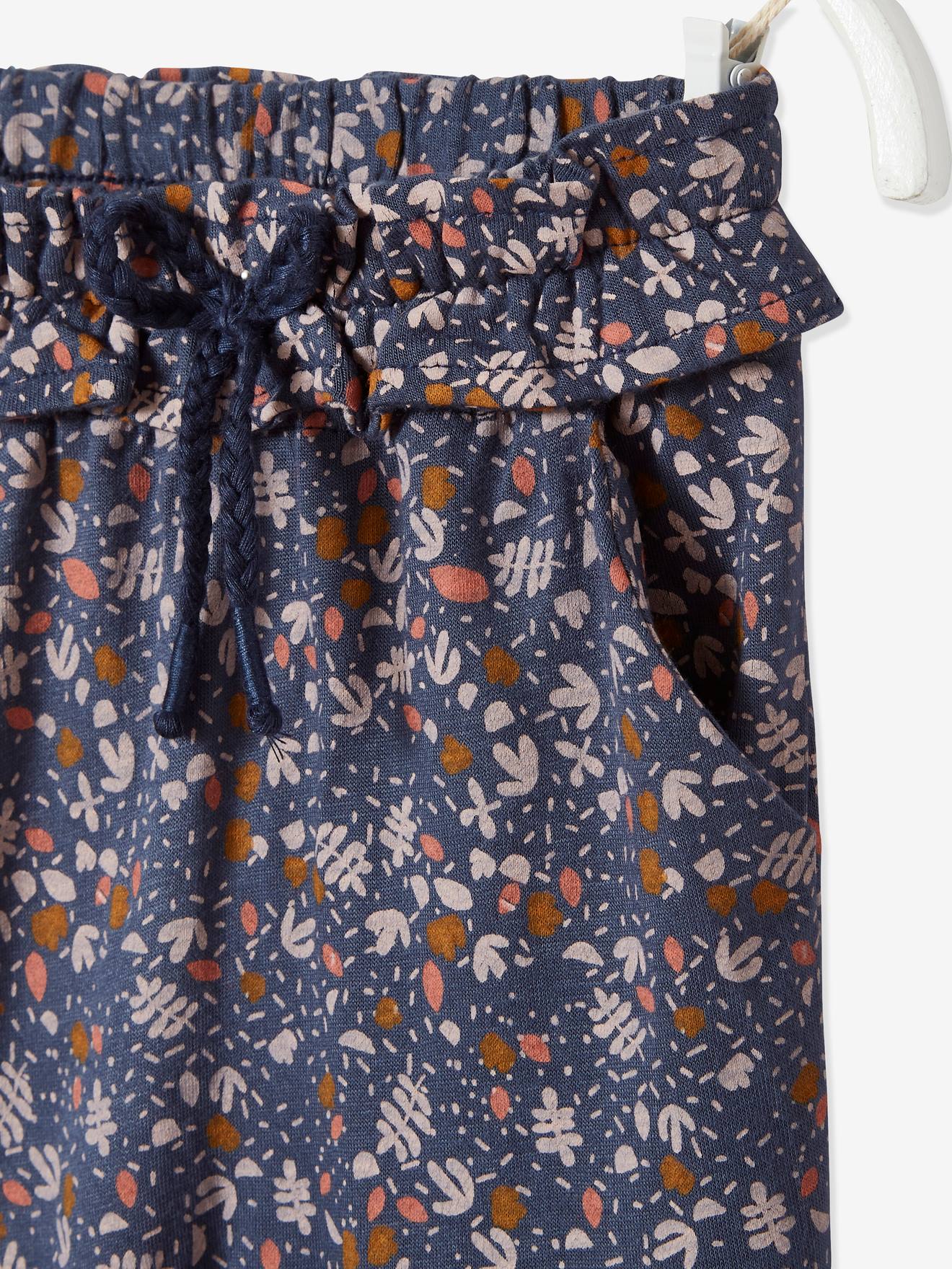 Vertbaudet Mädchen Baby Hose mit Dehnbund Oeko Tex - dunkelblau bedruckt