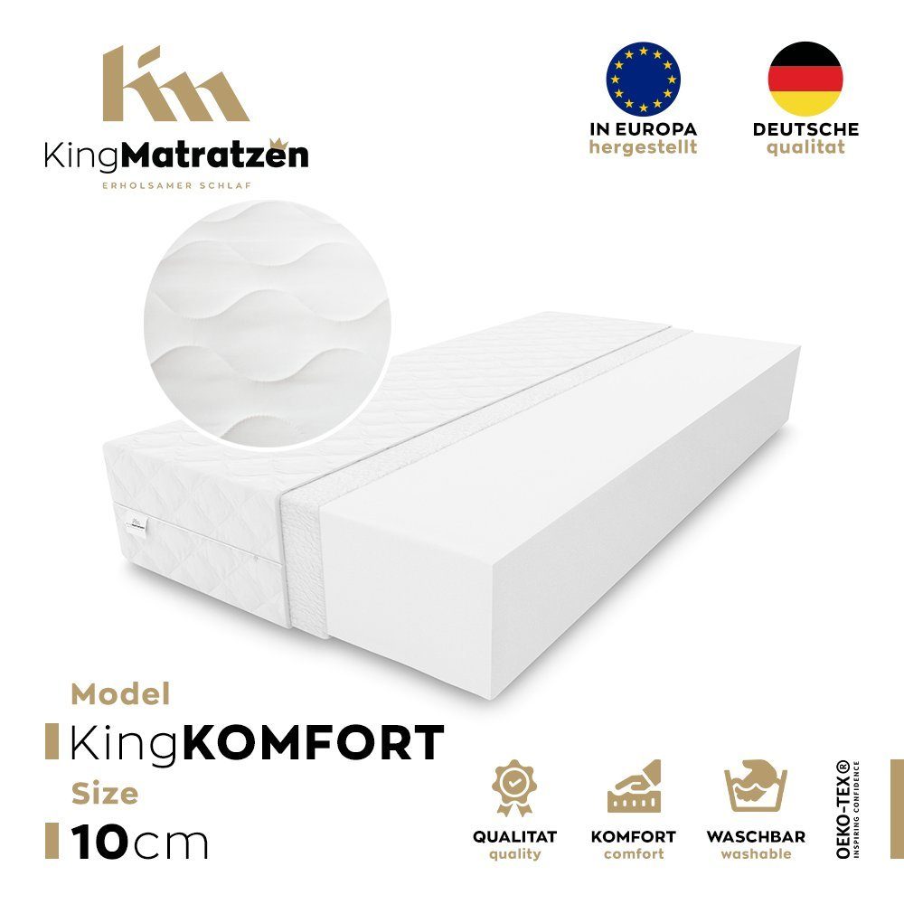 Kaltschaummatratze Matratzen rollmatratze kaltschaum H3 KingKOMFORT 10cm 90 x 190 x 10 cm, KingMatratzen, 10 cm hoch