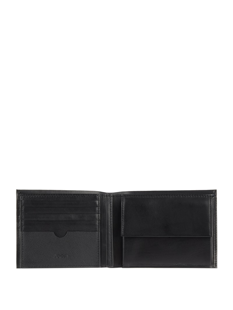 Geldbörse aus Leder mit Logo-Prägung in schwarz