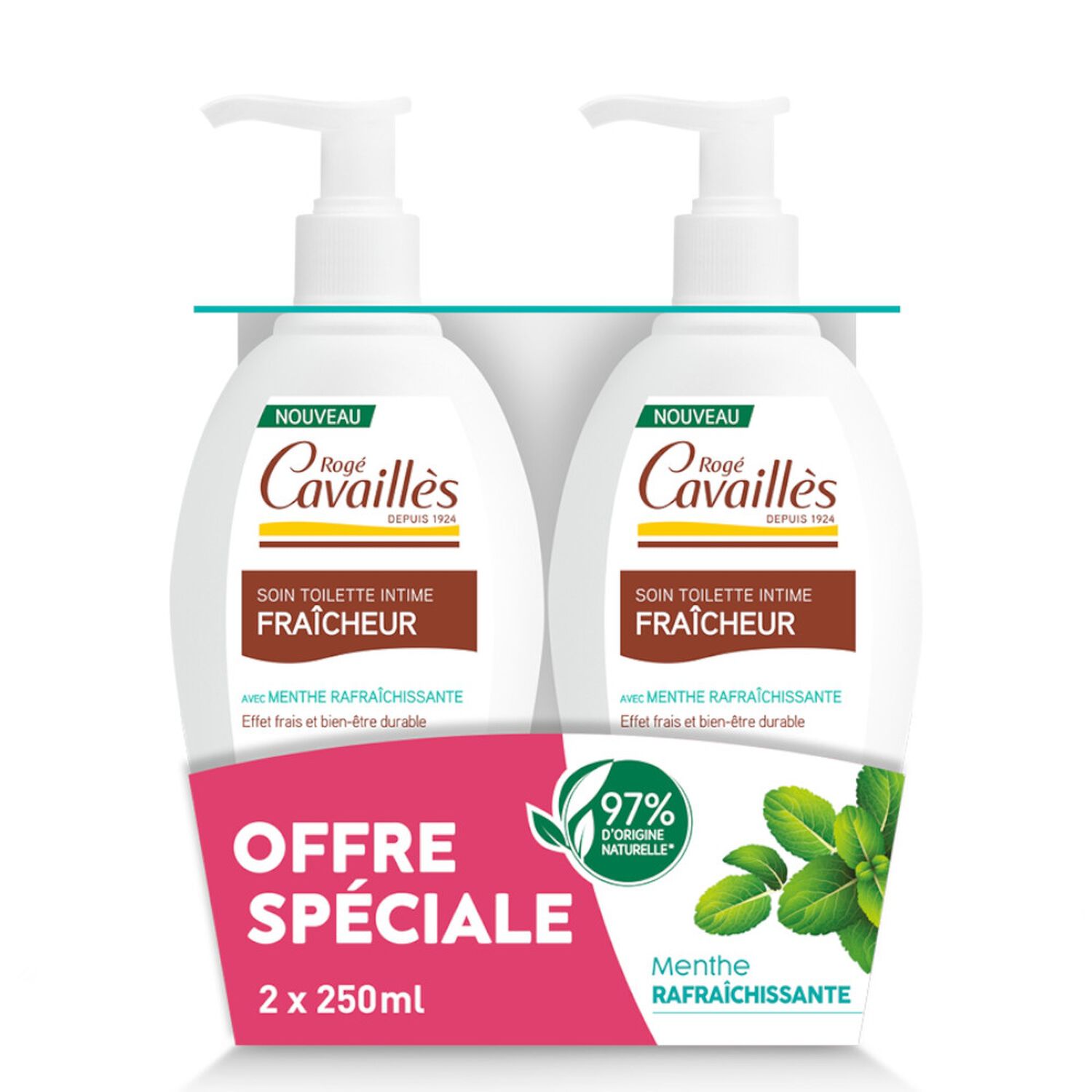 Cavaillès Soin Naturel Toilette Intime Gel Lavant Fraîcheur 2 x 250 ml