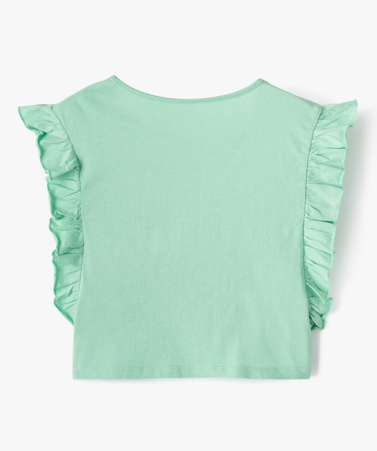 Tee-shirt fille avec volants sur les ctés vert | GEMO