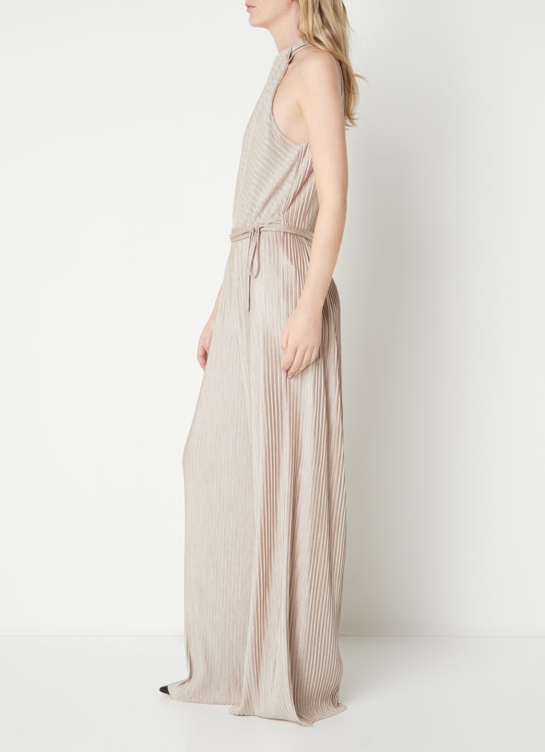 HUGO BOSS  Exuma wide fit jumpsuit met strikceintuur en ribstructuur