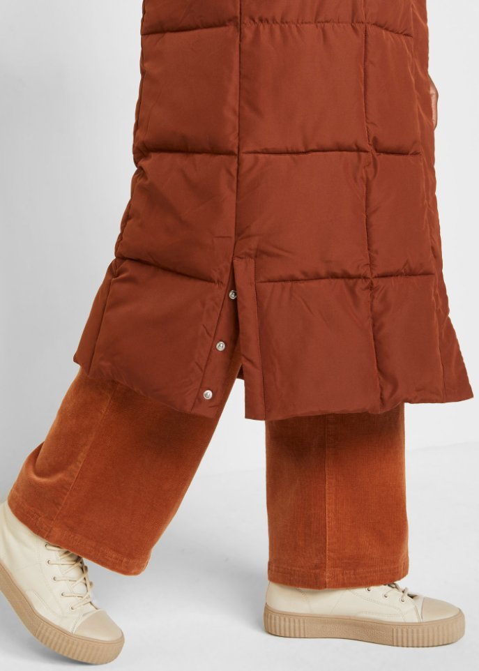 Wattierte Puffer-Weste aus recyceltem Polyester in Maxilänge
