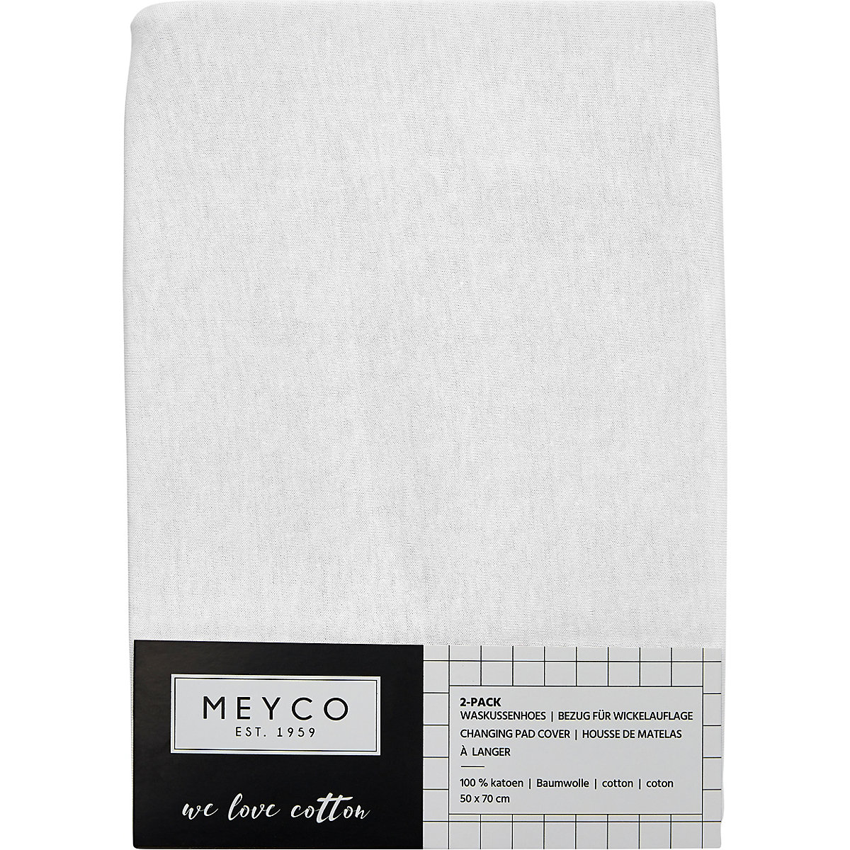 Wickelauflagenbezug Basic Jersey, 50 x 70 cm, weiß, 2er Pack
