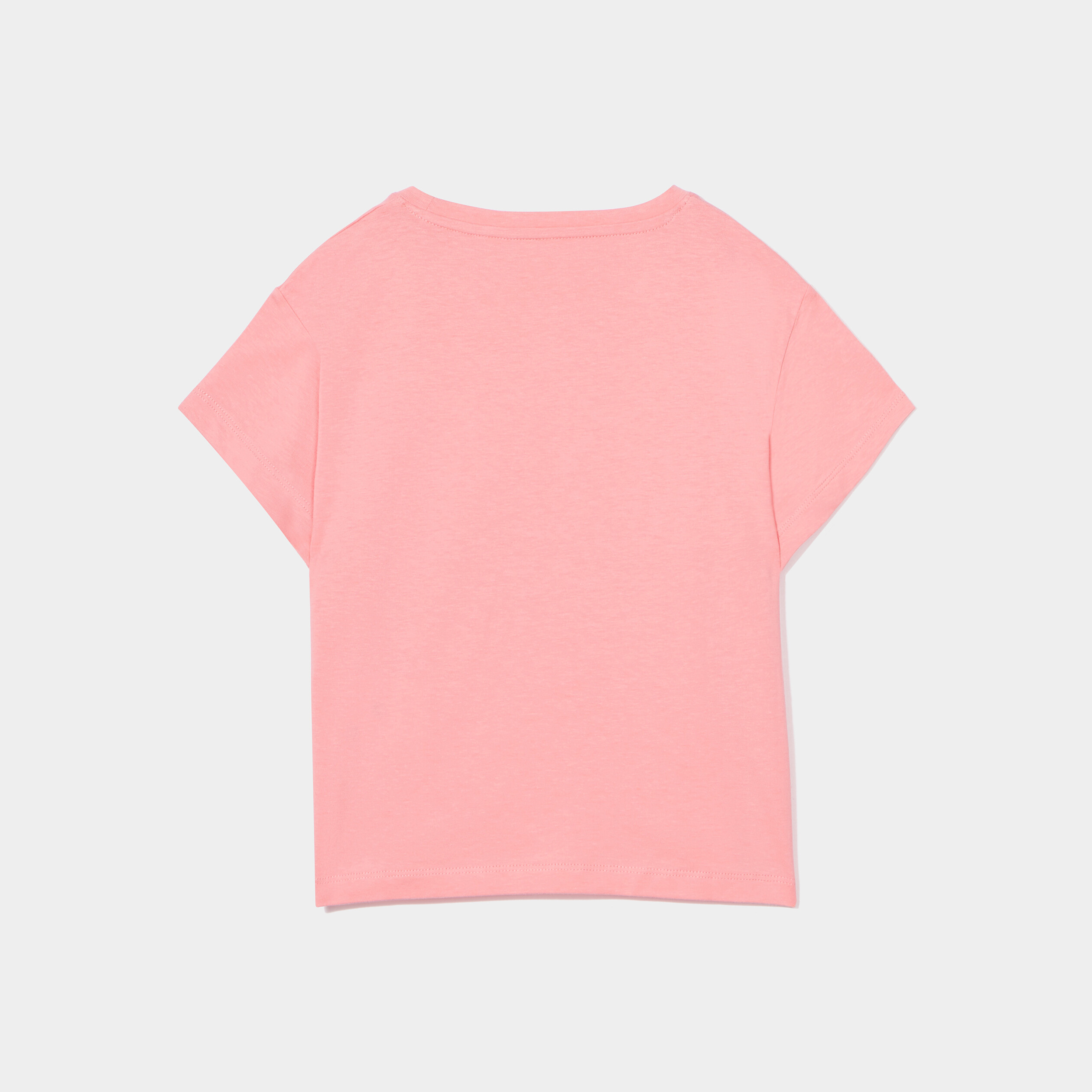 T-shirt sequins réversibles col rond rose corail fille | La Halle